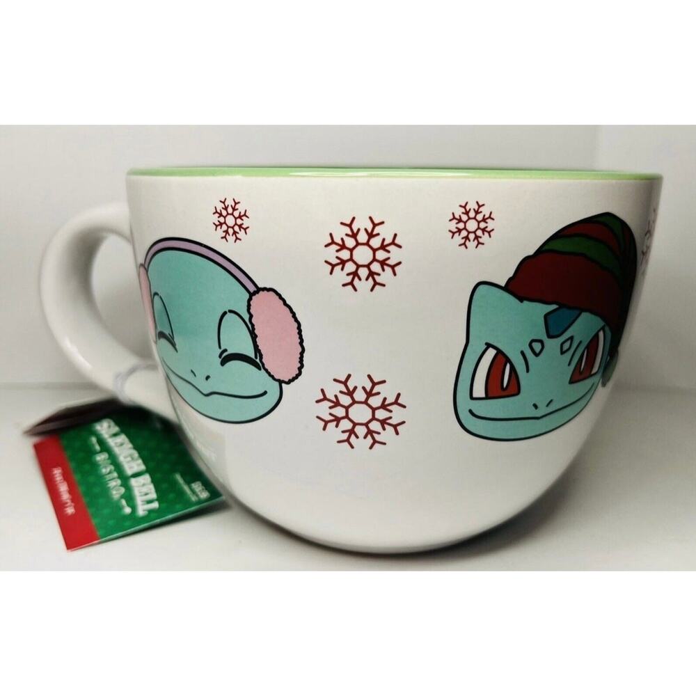 24 oz Pokemon Christmas Ceramic Mug - Pikachu - Charmander - Squirtle -‎ NWT